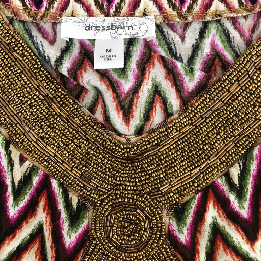 Dressbarn Sleeveless Sequin Trim Slinky Tunic Top - Picture 4 of 8